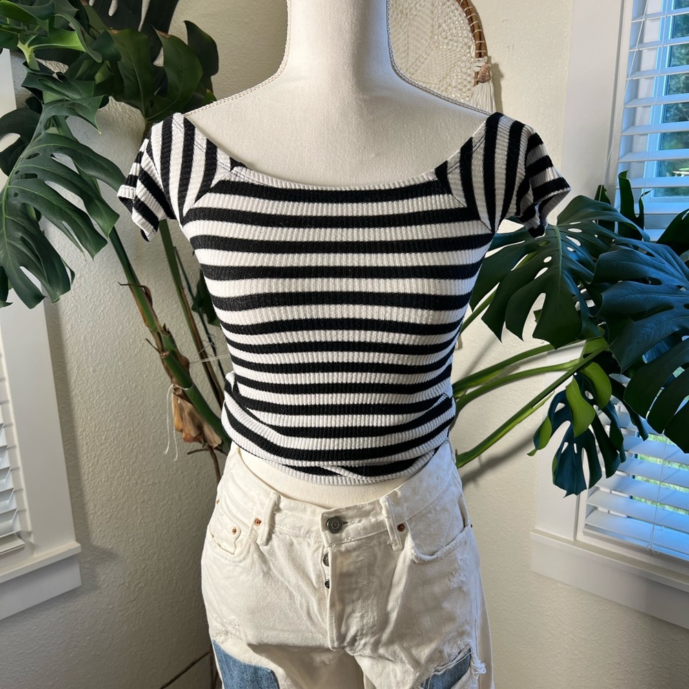 Billabong striped off the shoulder shirt